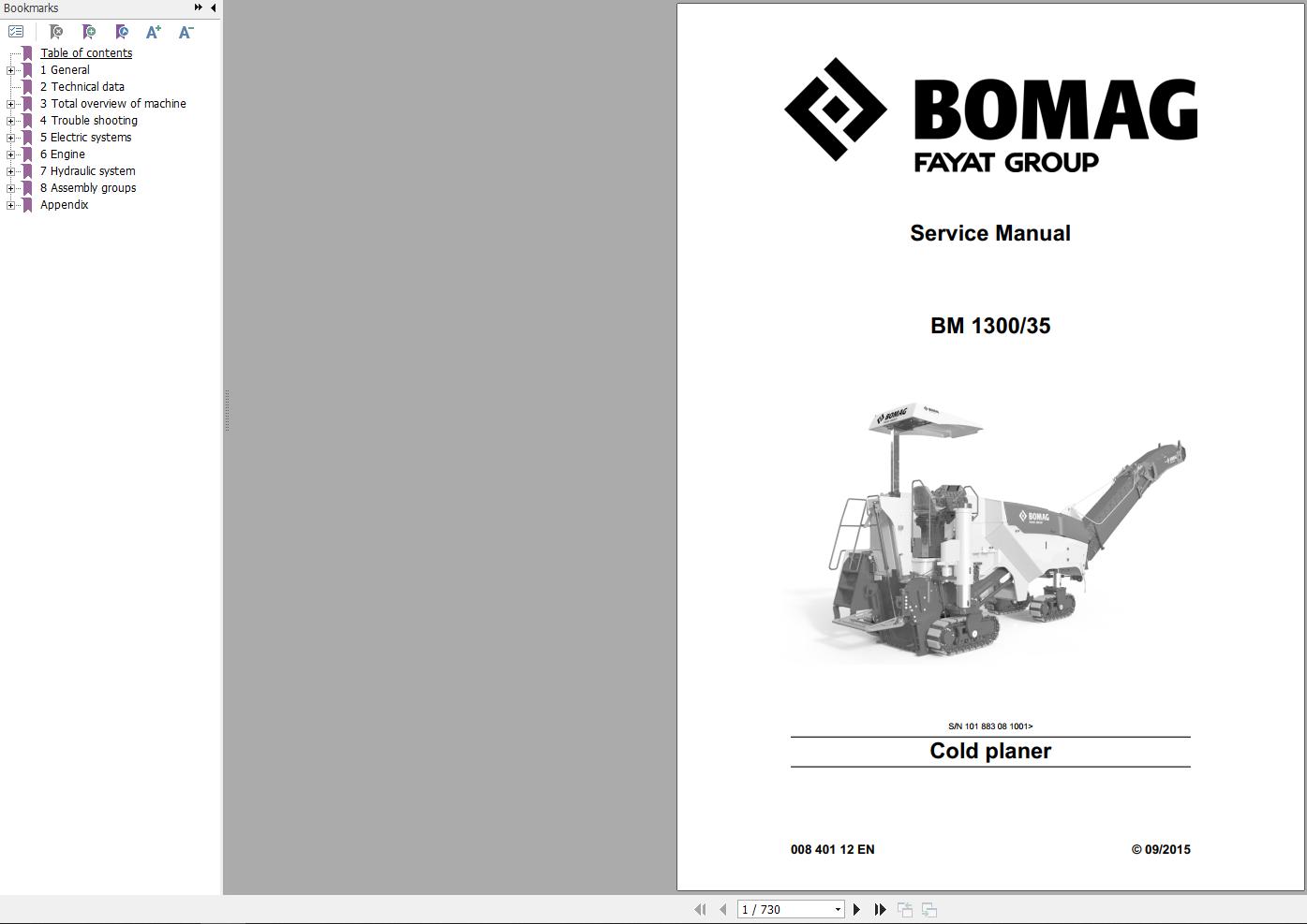 Bomag Machinery BM1300 35 Service Manual