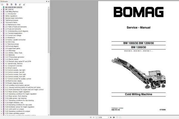 Bomag Machinery BM1300 Operating And Maintenance Instructions Service Manual EN RU