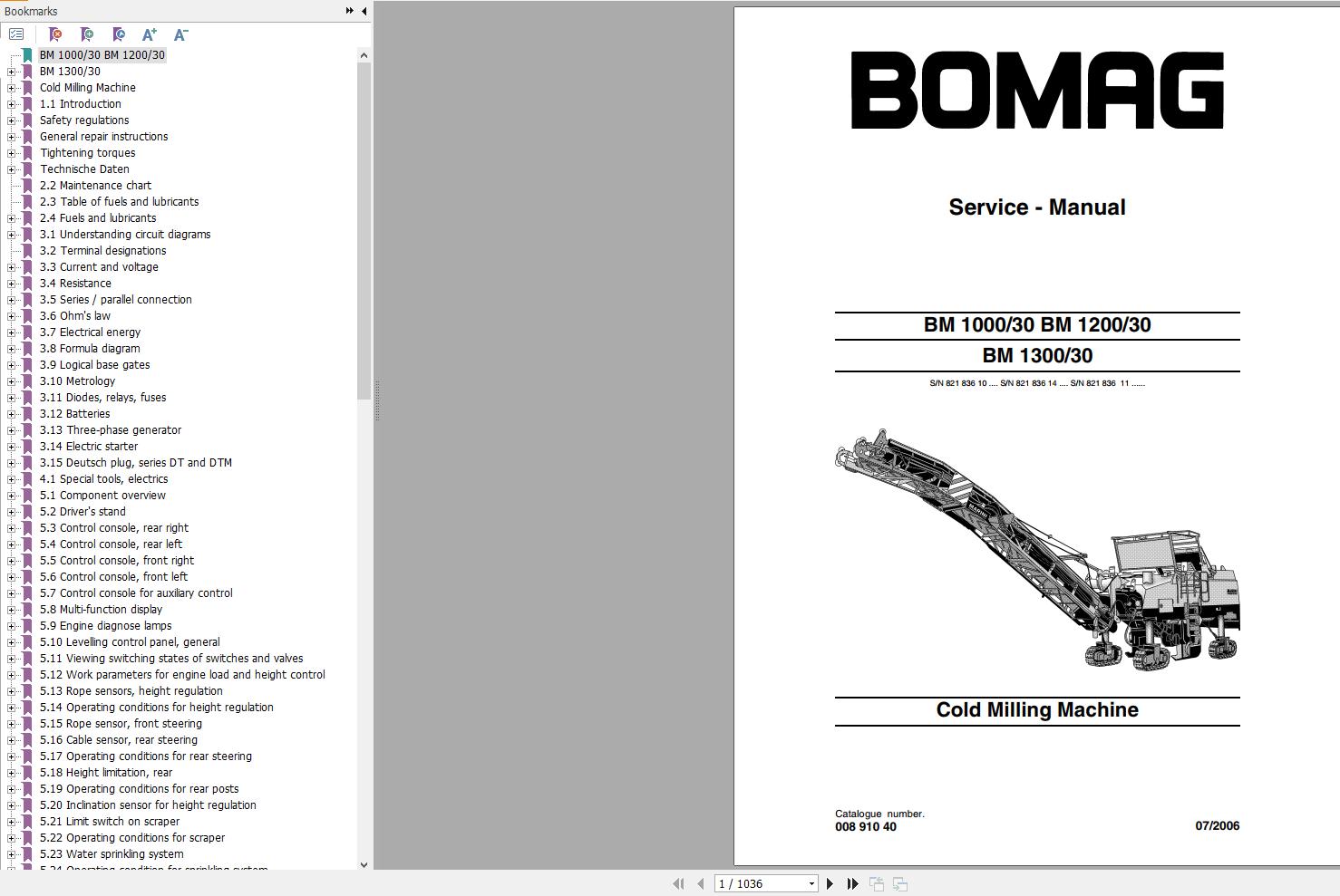 Bomag Machinery BM1300 Operating And Maintenance Instructions Service Manual EN RU