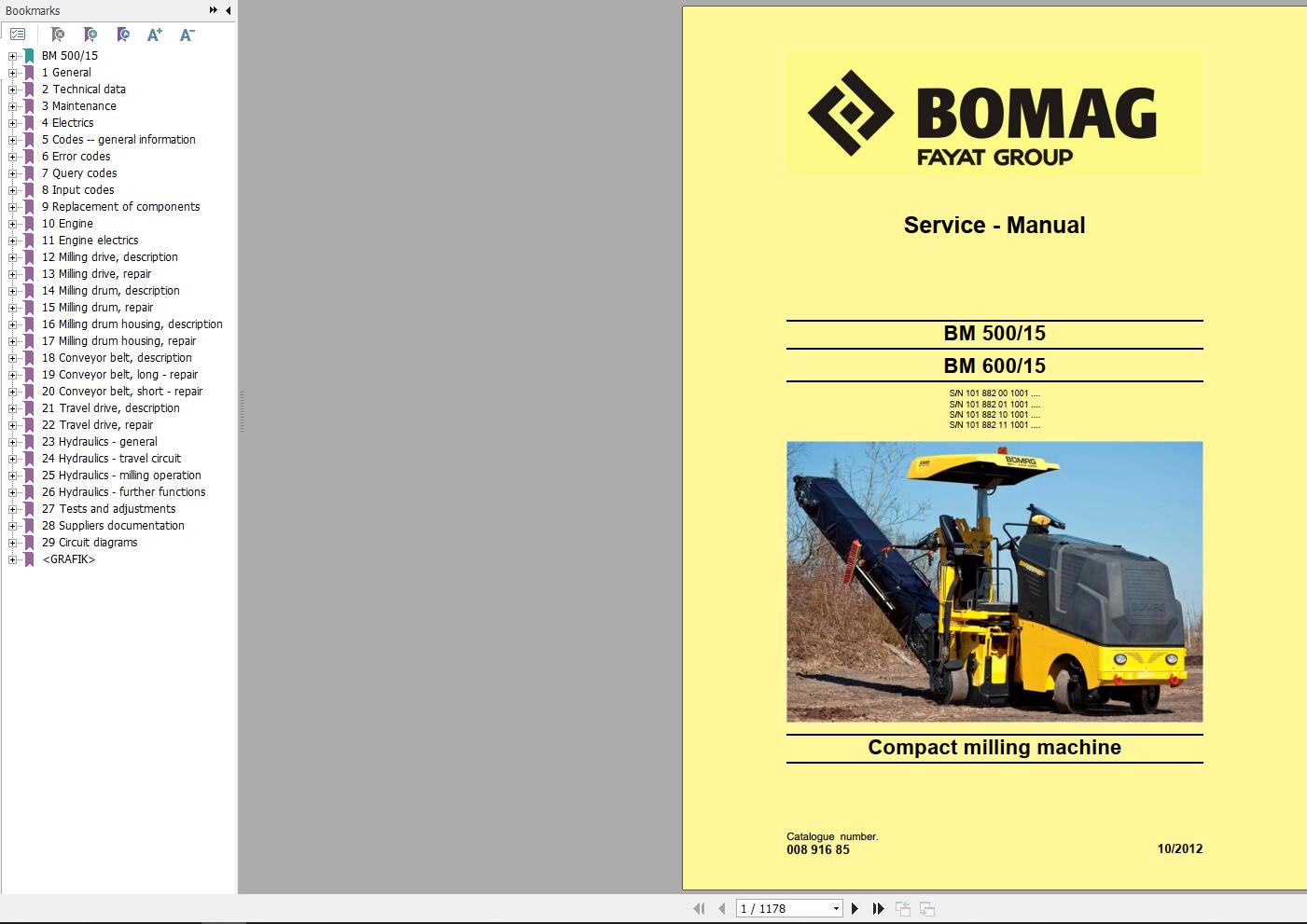 Bomag Machinery BM600 15 Service Manual Service Training