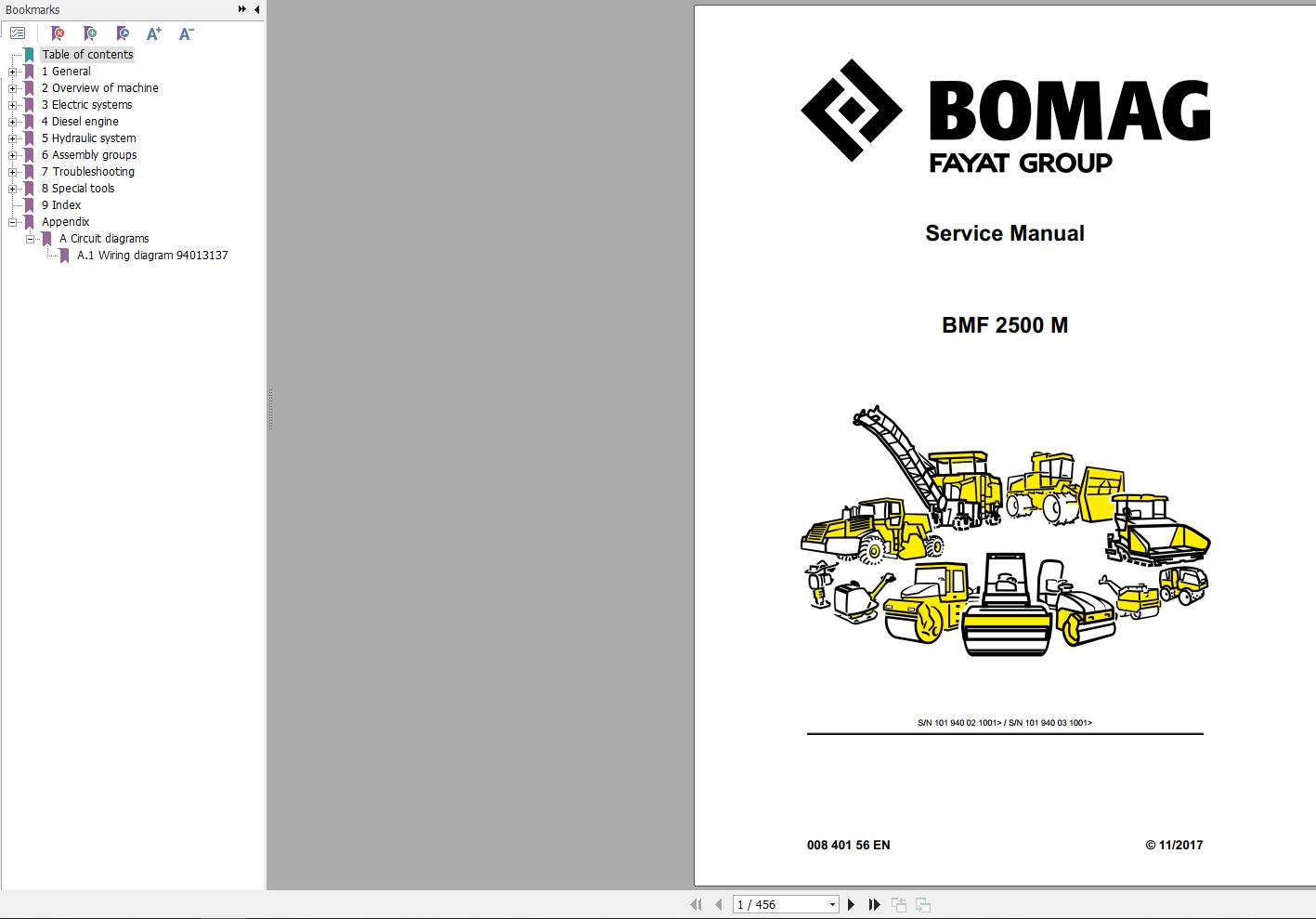 Bomag Machinery BMF2500M Operation And Maintenance Manual Service Manual