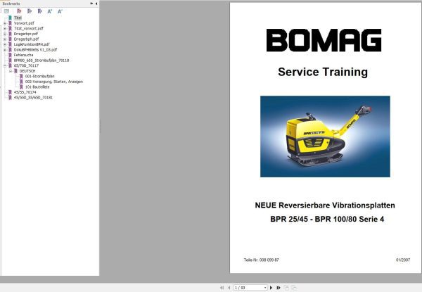 Bomag Machinery BPR25 BPR45 Series 4 Service Training DE