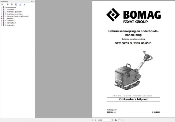Bomag Machinery BPR55D Operating And Maintenance Manual NL