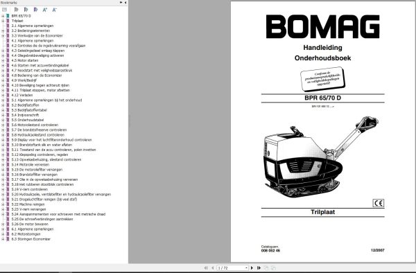 Bomag Machinery BPR65D Electrical Schematic Maintenance Manual EN NL DE