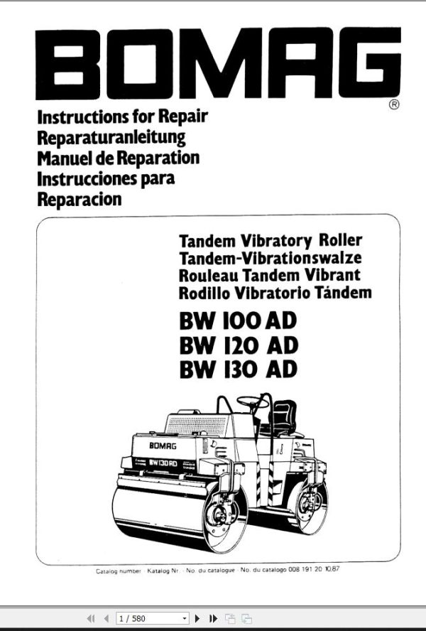 Bomag Machinery BW100AD Instructions For Repair EN DE FR ES