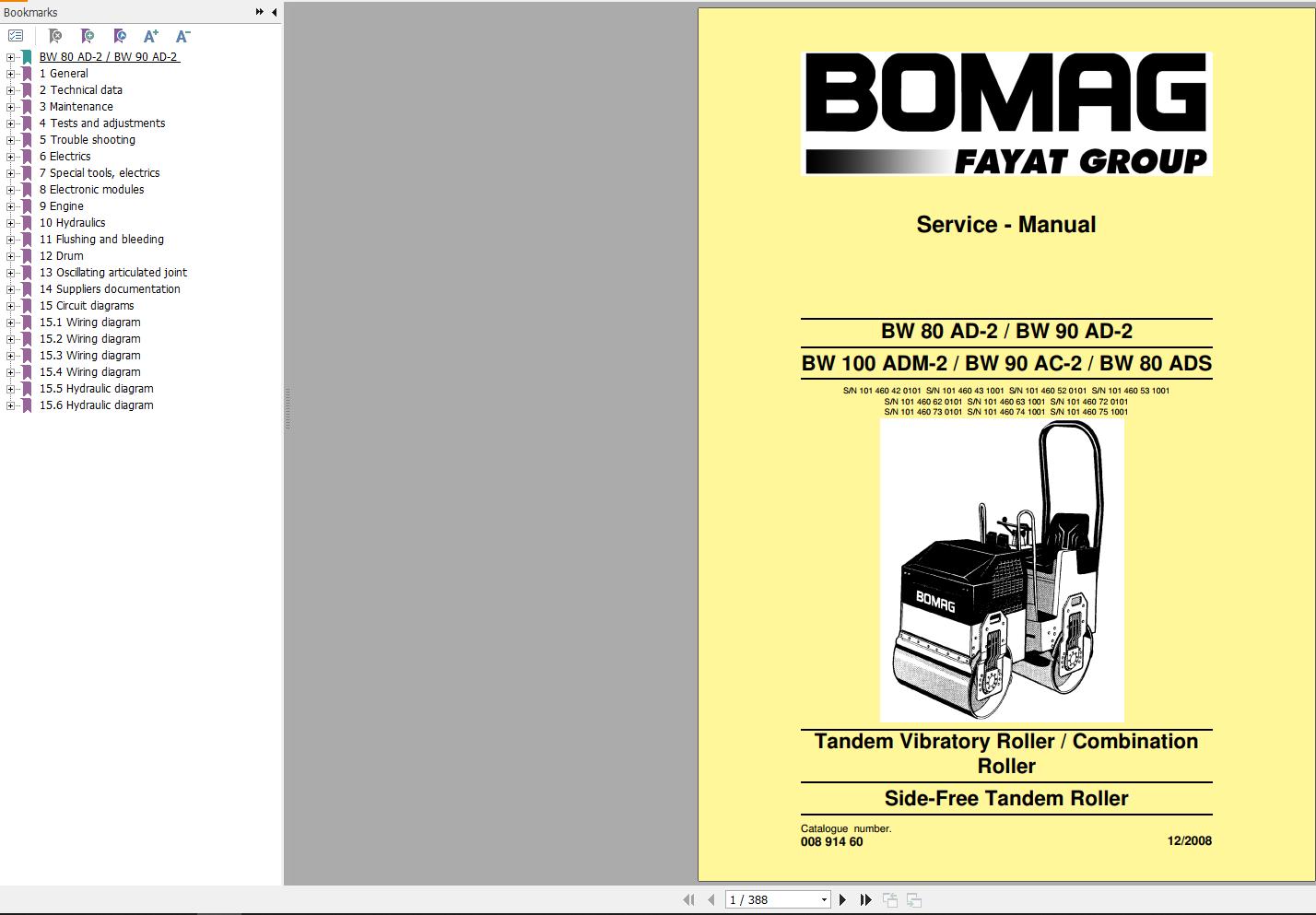 Bomag Machinery BW100ADM 2 Service Manual Service Training
