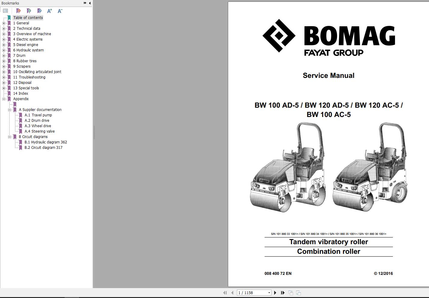 Bomag Machinery BW120AD 5 Service Manual