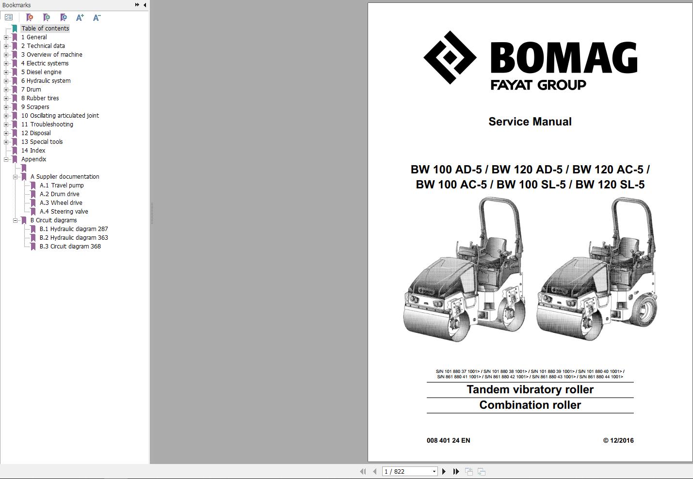 Bomag Machinery BW120SL 5 Service Manual