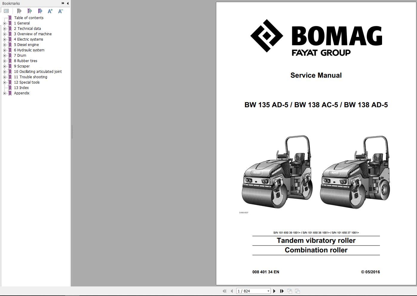 Bomag Machinery BW138AC 5 Service Manual