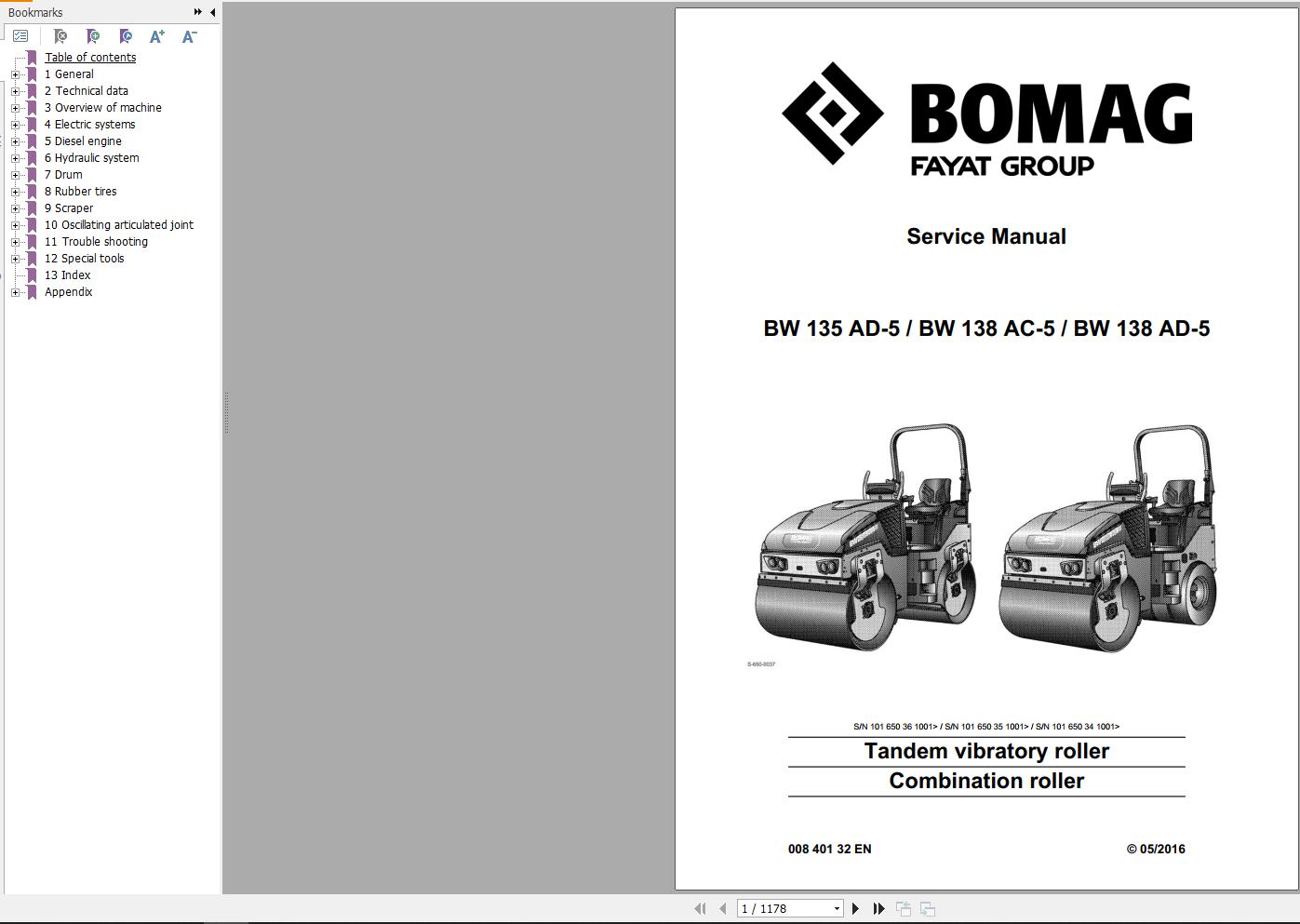 Bomag Machinery BW138AD 5 Service Manual