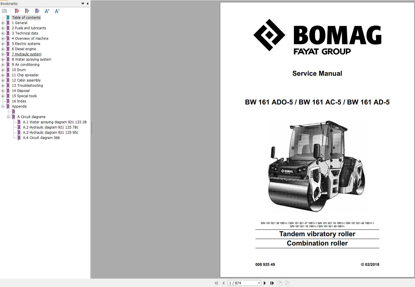 Bomag Machinery BW161AC 5 Service Manual