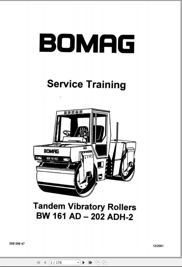 Bomag Machinery BW161AD 2 Service training Instructions For Repair