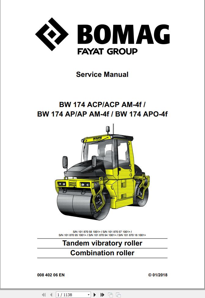 Bomag Machinery BW174 ACP AM 4f Service Manual