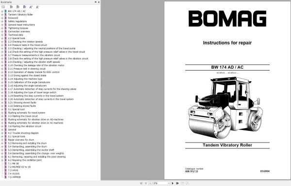 Bomag Machinery BW174AC Instructions For Repair