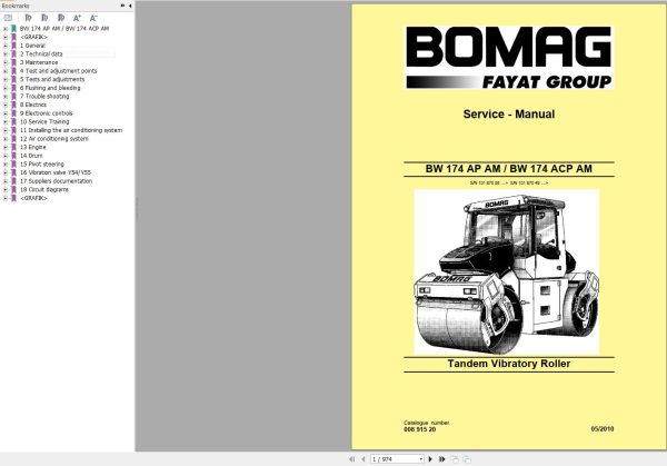 Bomag Machinery BW174ACP Service Manual Service Training