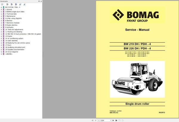 Bomag Machinery BW177…226DH4 Service Manual Circuit Diagram EN DE RU