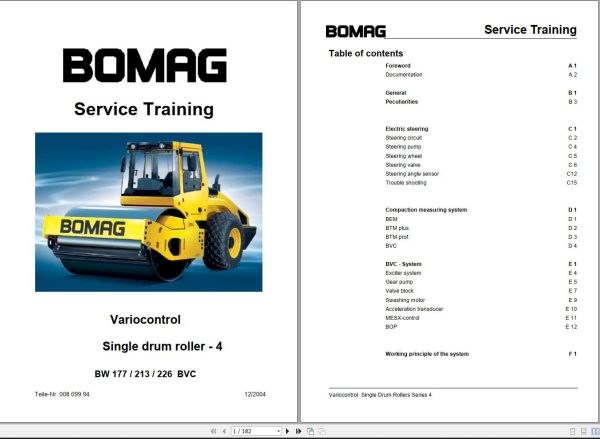 Bomag Machinery BW177BVC Service Training