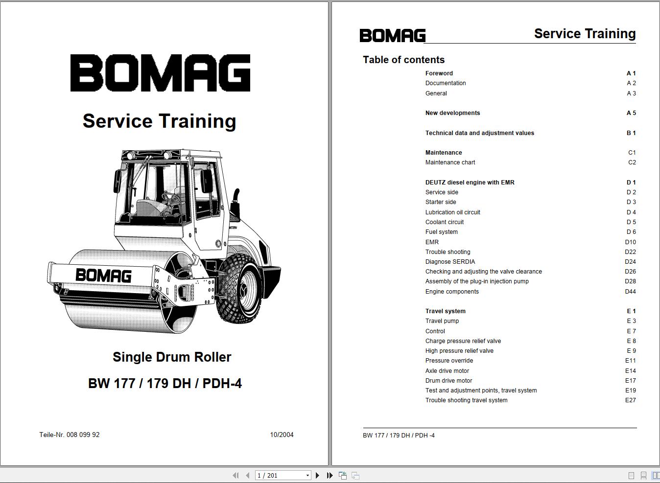 Bomag Machinery BW177DH 4 Service Training Instructions For Repair