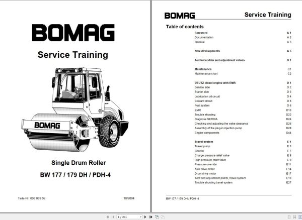 Bomag Machinery BW177PDH 4 Service training Instructions For Repair