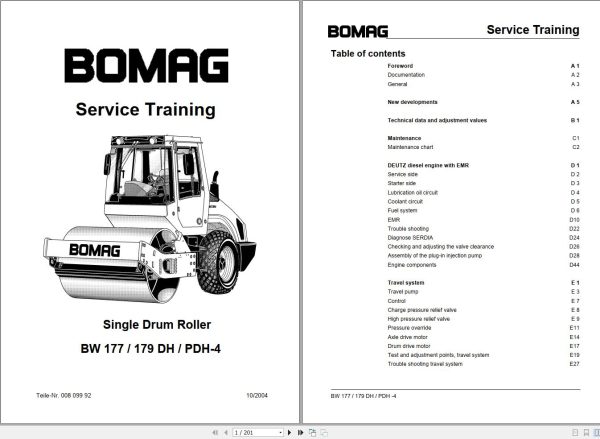 Bomag Machinery BW179DH 4 Service training
