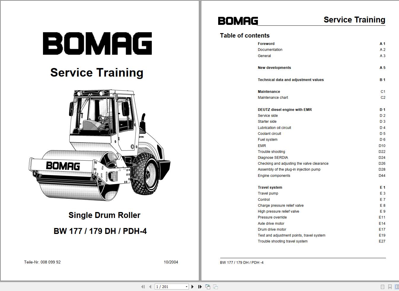 Bomag Machinery BW179DH 4 Service training