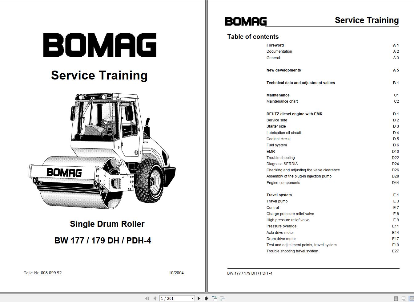 Bomag Machinery BW179PDH 4 Service Training