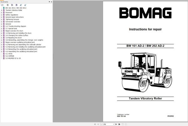 Bomag Machinery BW202AD 2 Instructions For Repair