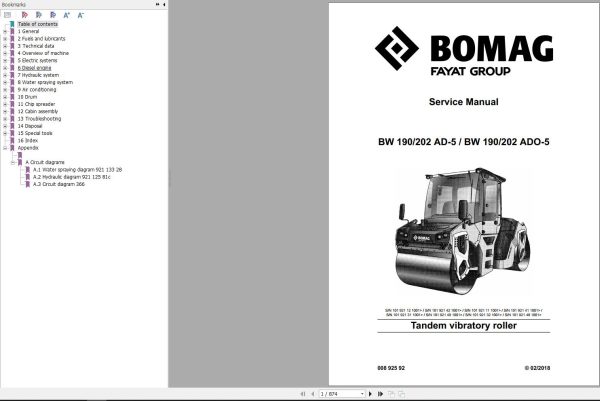Bomag Machinery BW202AD 5 Service Manual Operating And Maintenance Instructions