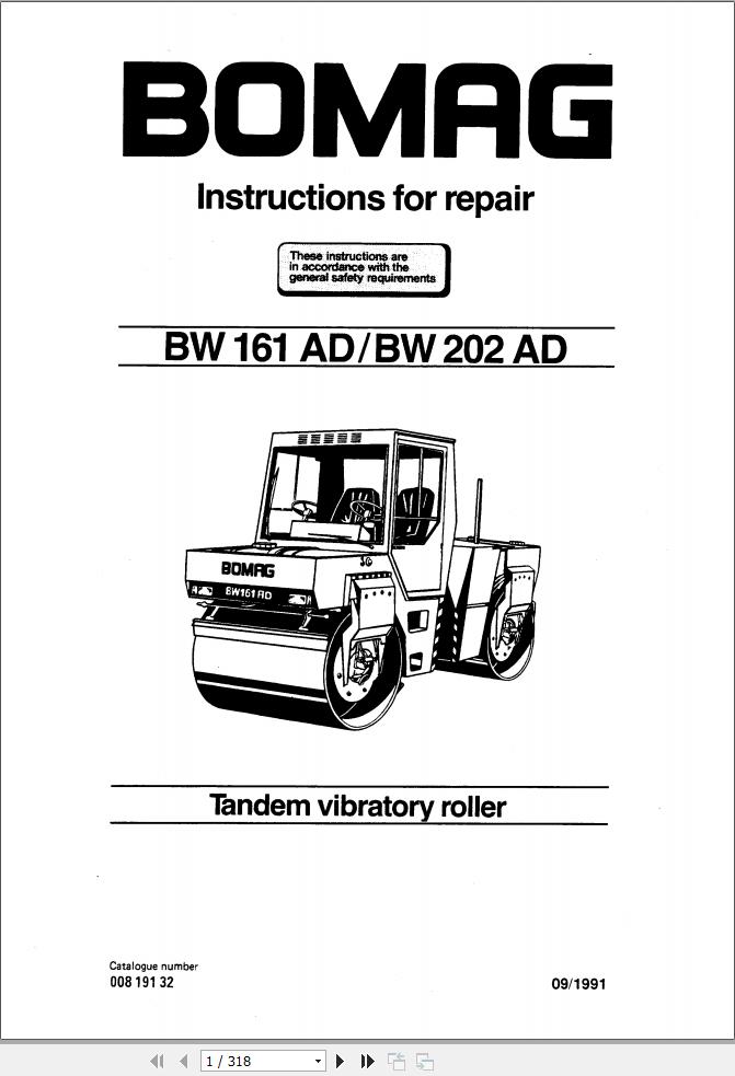 Bomag Machinery BW202AD Instructions For Repair