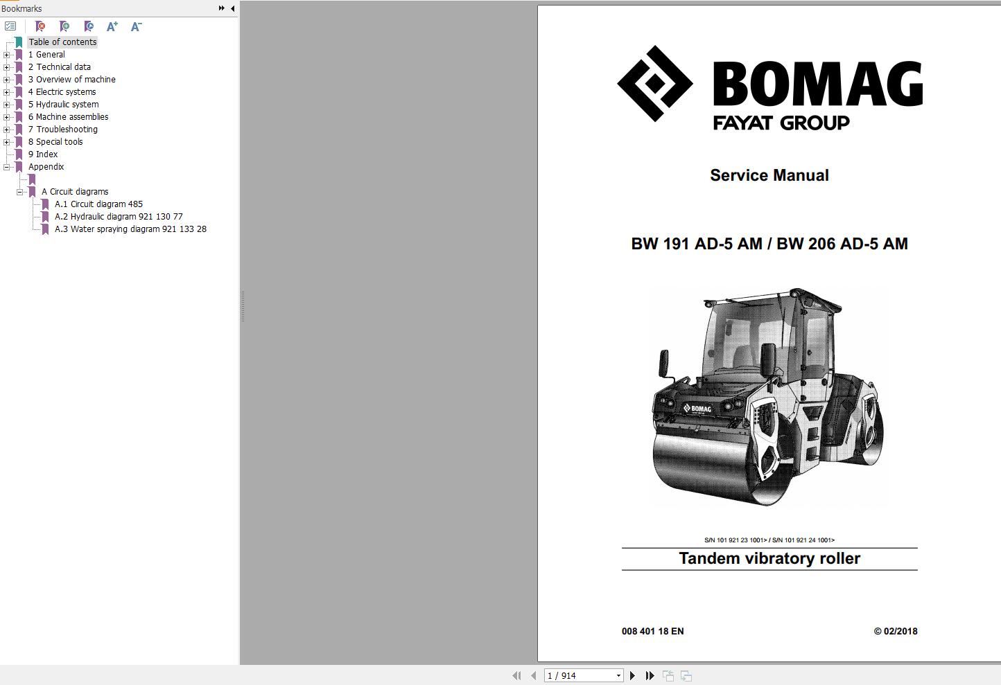 Bomag Machinery BW206AD 5AM Service Manual