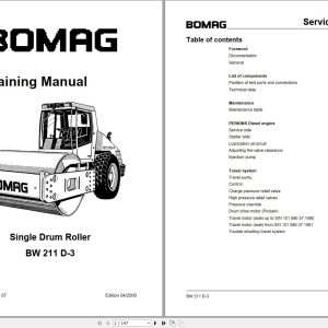 Bomag Machinery BW211D 3 Service Training Training Manual Service And Maintenance EN ES