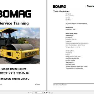 Bomag Machinery BW211D 40 Service Training