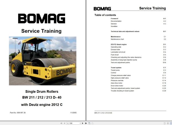 Bomag Machinery BW211D 40 Service Training