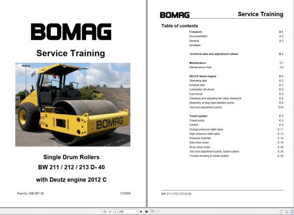 Bomag Machinery BW212D 40 Service Training