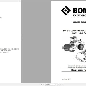 Bomag Machinery BW213D 40 Service Training Service Manual