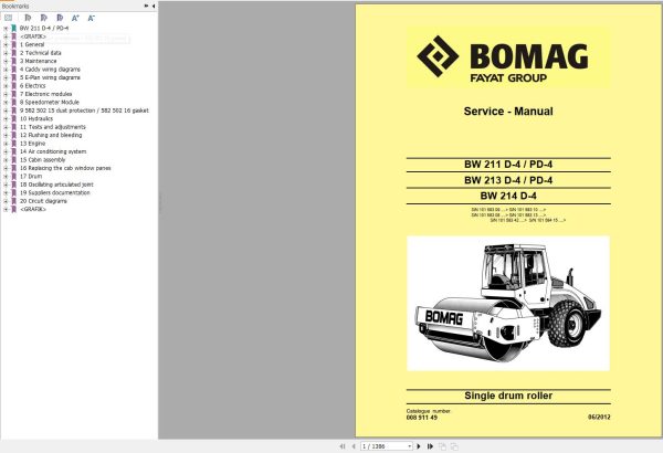 Bomag Machinery BW214D 4 Service Manual Service Training
