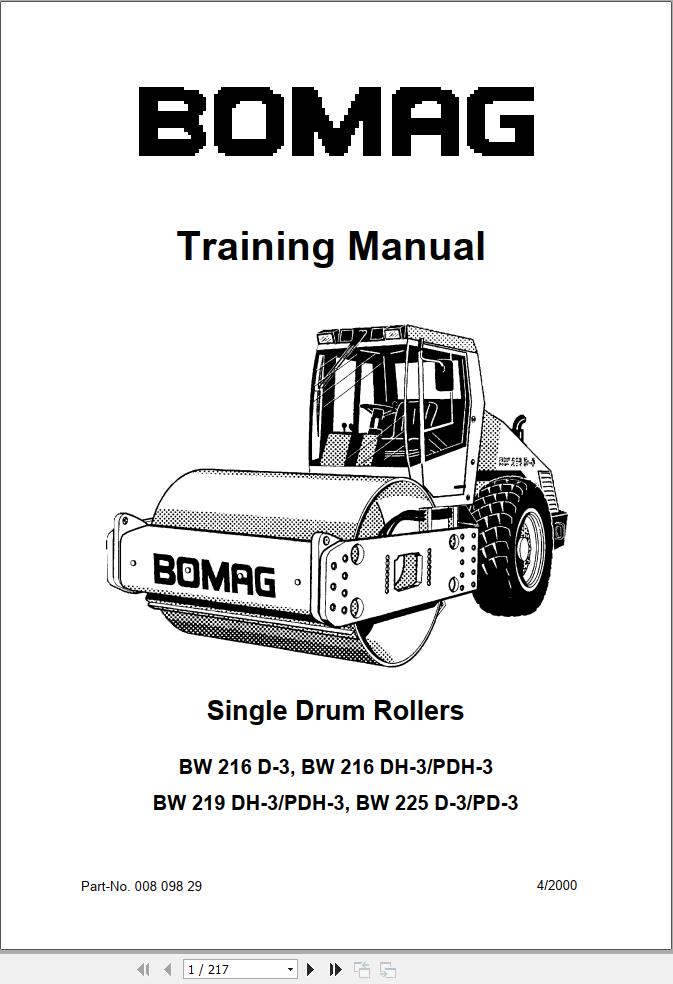 Bomag Machinery BW216D 3 Service Training Instruction For Repair