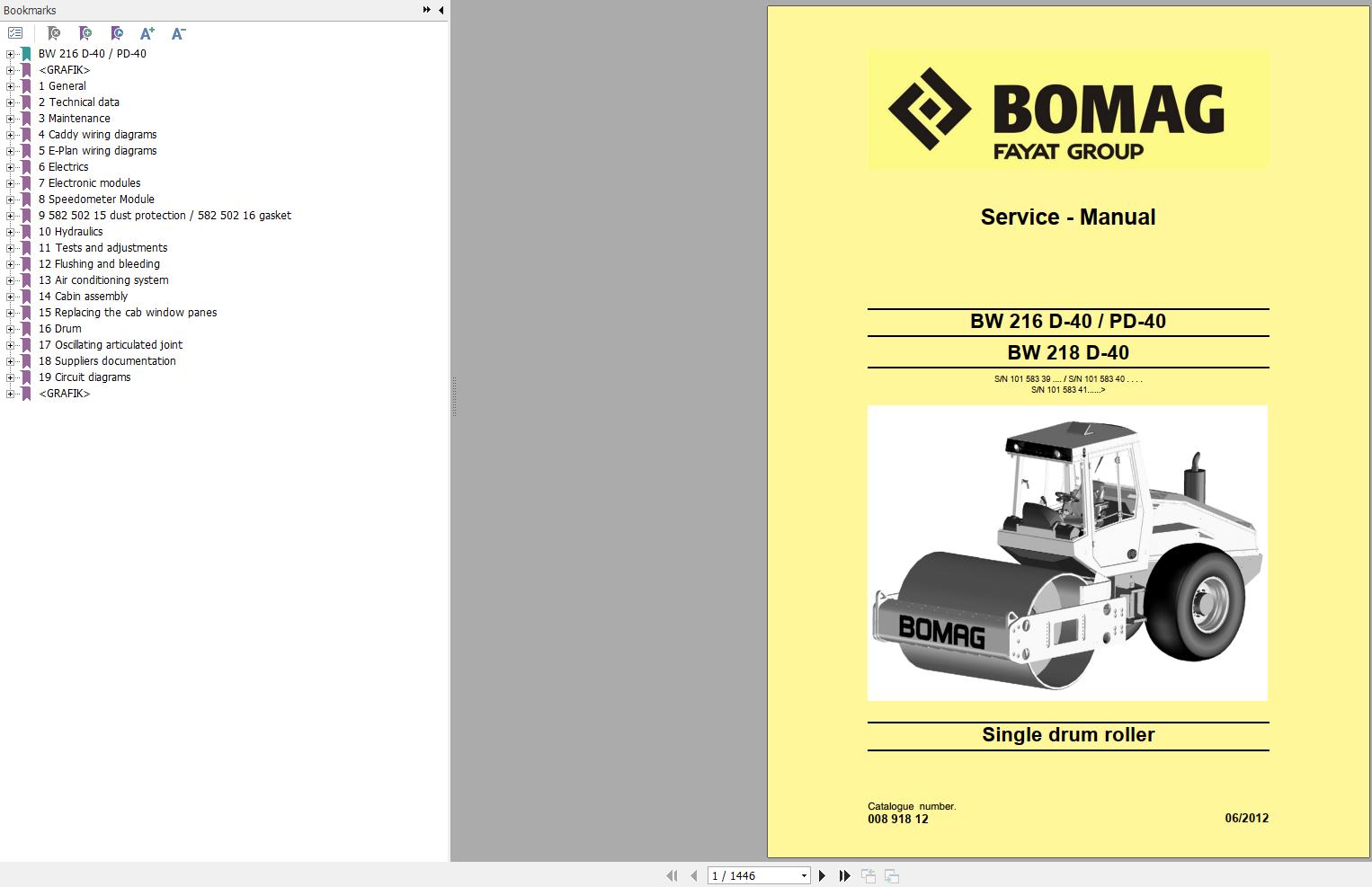 Bomag Machinery BW216D 40 BW216PD 40 Service Manual Service Training