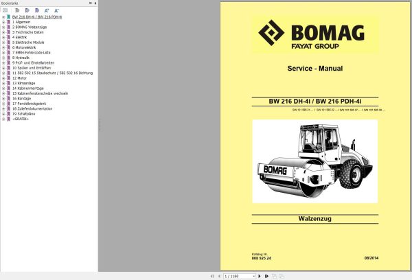 Bomag Machinery BW216DH 4i Service Manual DE