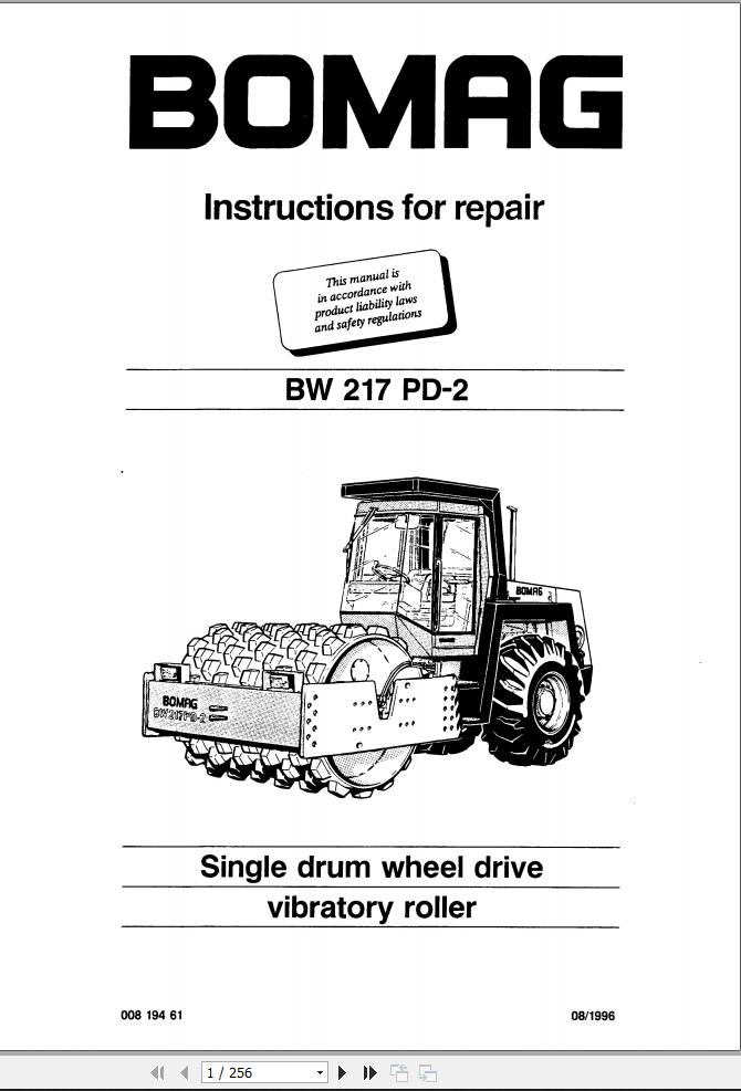 Bomag Machinery BW217PD 2 Instruction For Repair