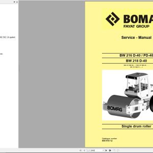 Bomag Machinery BW218D 40 Service Training Service Manual