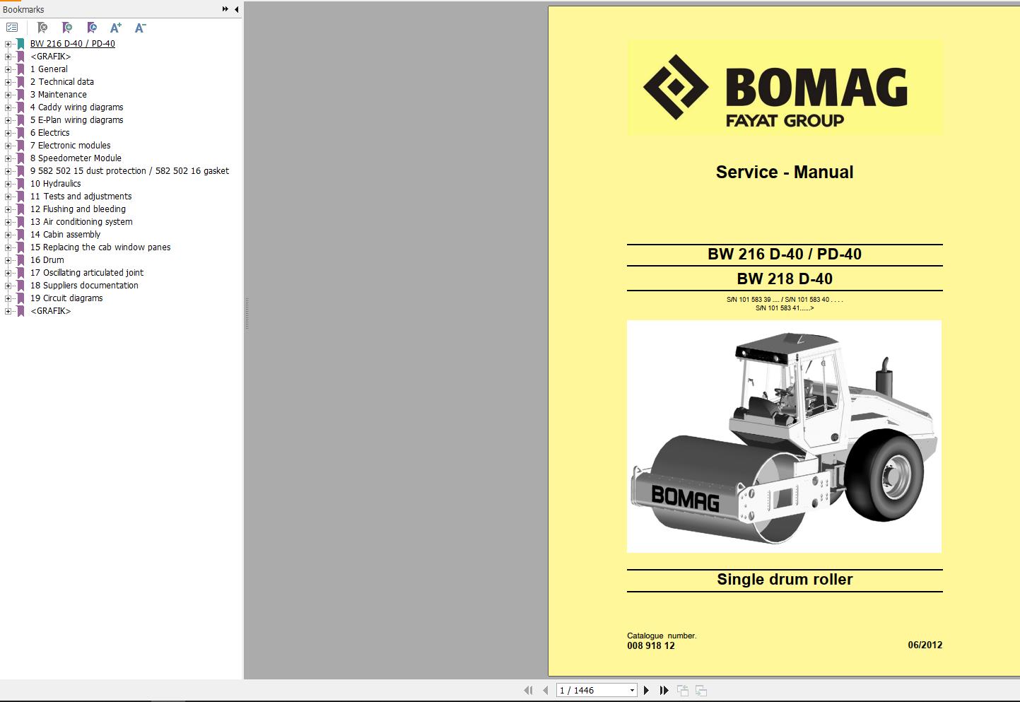 Bomag Machinery BW218D 40 Service Training Service Manual