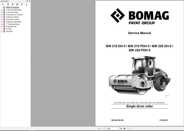 Bomag Machinery BW219 PDH 5 Service Manual