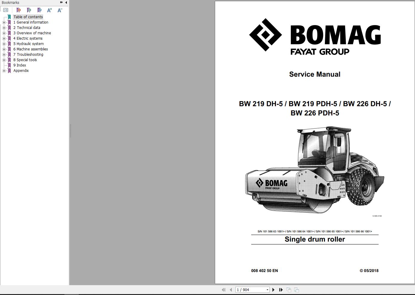 Bomag Machinery BW219 PDH 5 Service Manual