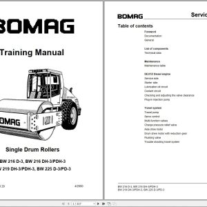 Bomag Machinery BW219DH 3 Service Training Instruction For Repair