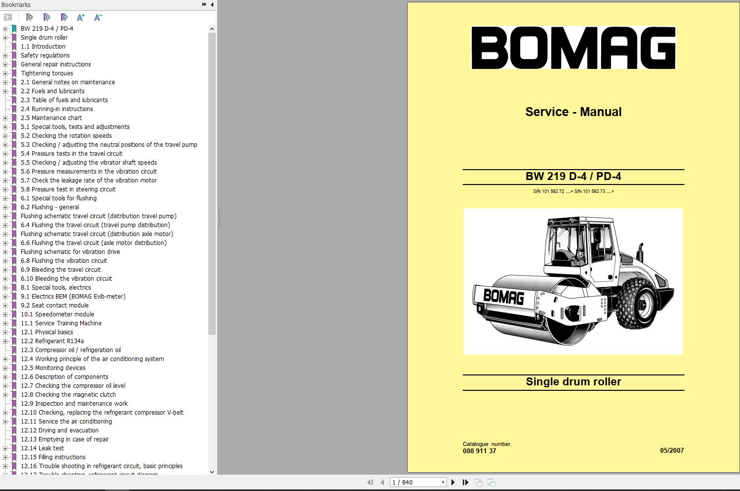 Bomag Machinery BW219PD 4 Service Manual Service Training