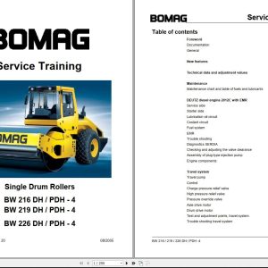 Bomag Machinery BW219PDH 4 Operating Instruction Service Manual Service Training EN ES FR