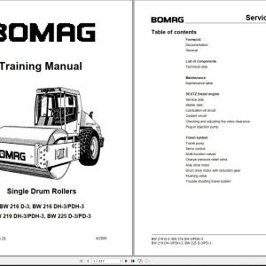 Bomag Machinery BW225D 3 Service Training Instruction For Repair