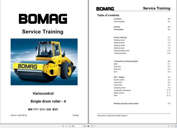 Bomag Machinery BW226BVC Service Training