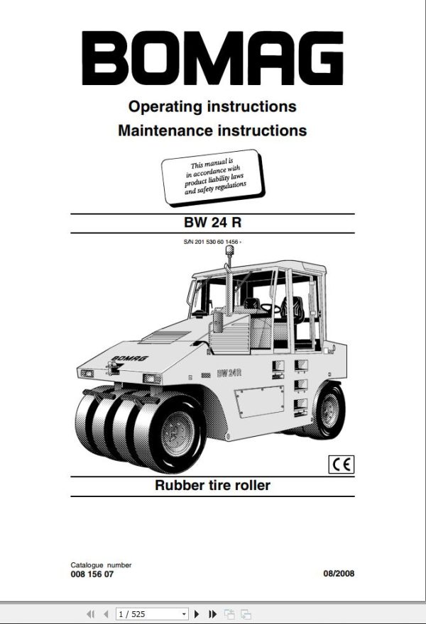 Bomag Machinery BW24R Electrical Schematic Operating Instructions EN DE